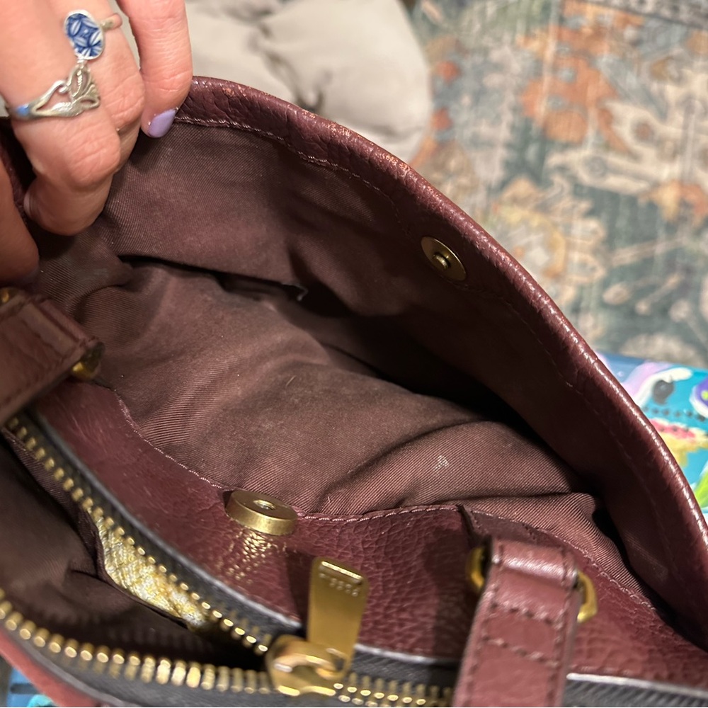 Fossil Burgundy Leather Handbag - Picture 7 of 12